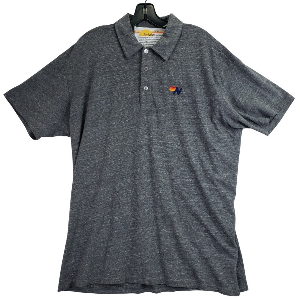 Aviator Nation Polo Shirt Mens XXL Grey Retro Surf California Made USA 4404